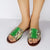 Genuine Python, Green & Cream Flat Slide Sandals. Size Available 7. [NEW: NON-SLIP & SOLE PROTECTOR]